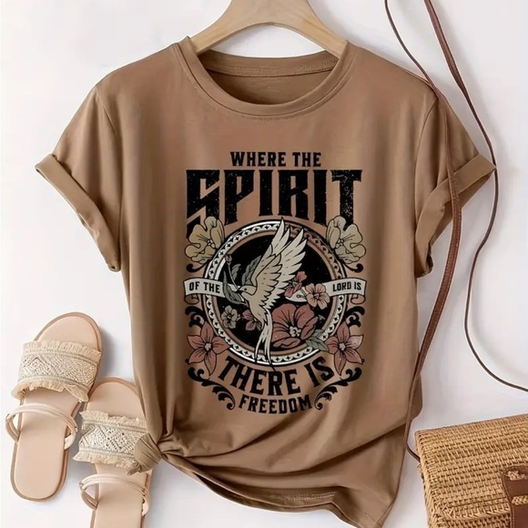 unbranded Tops - Christian Women’s Crew Neck T-shirt Casual “the Spirit of the Lord” Faith